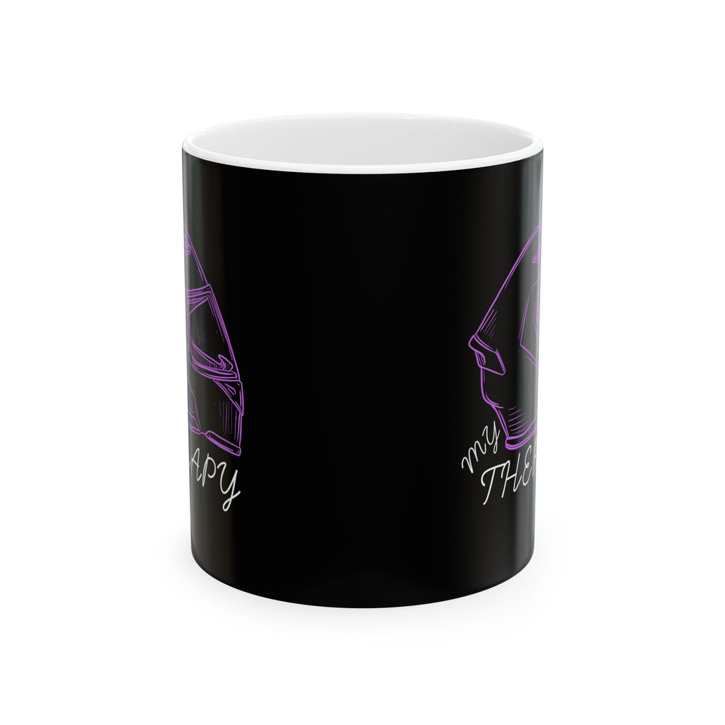 Non UK Sales 11oz And 15oz White Mug With (My Therapy) Purple