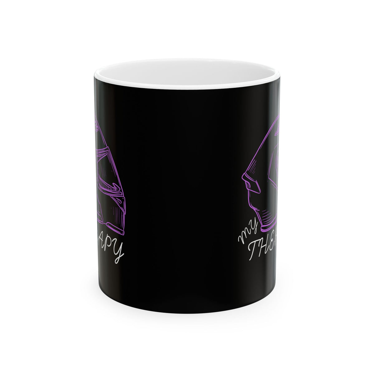Non UK Sales 11oz And 15oz White Mug With (My Therapy) Purple