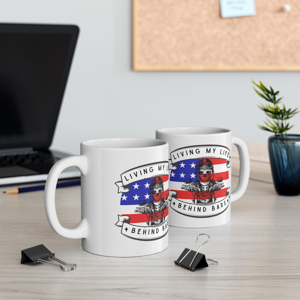Non UK Sales 11oz And 15oz White Mug With (Living my life behind bars)