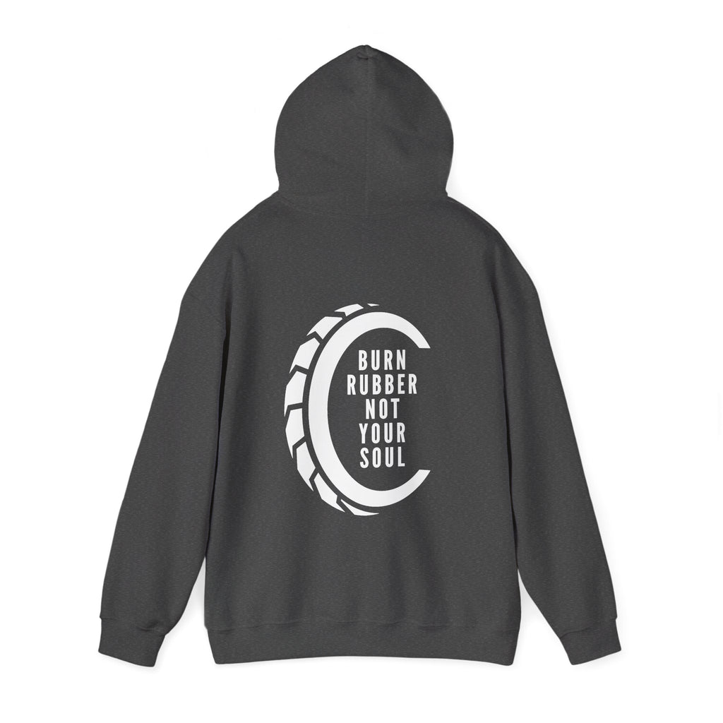 Unisex Heavy Blend™ Hooded Sweatshirt (Burn Rubber, Not Your Soul 2) Back