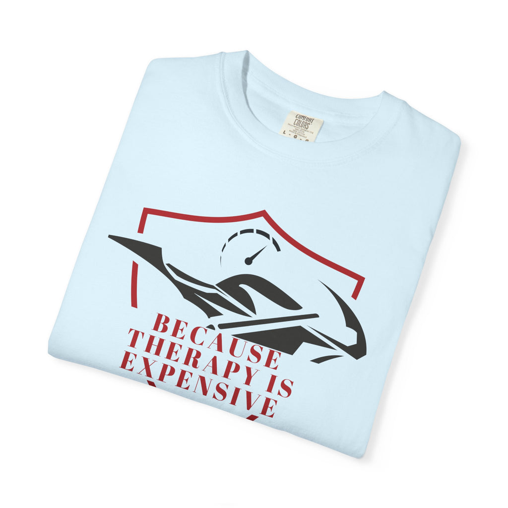 Non UK Sales Motorbike t-shirt  (Because Therapy is expensive) R/W