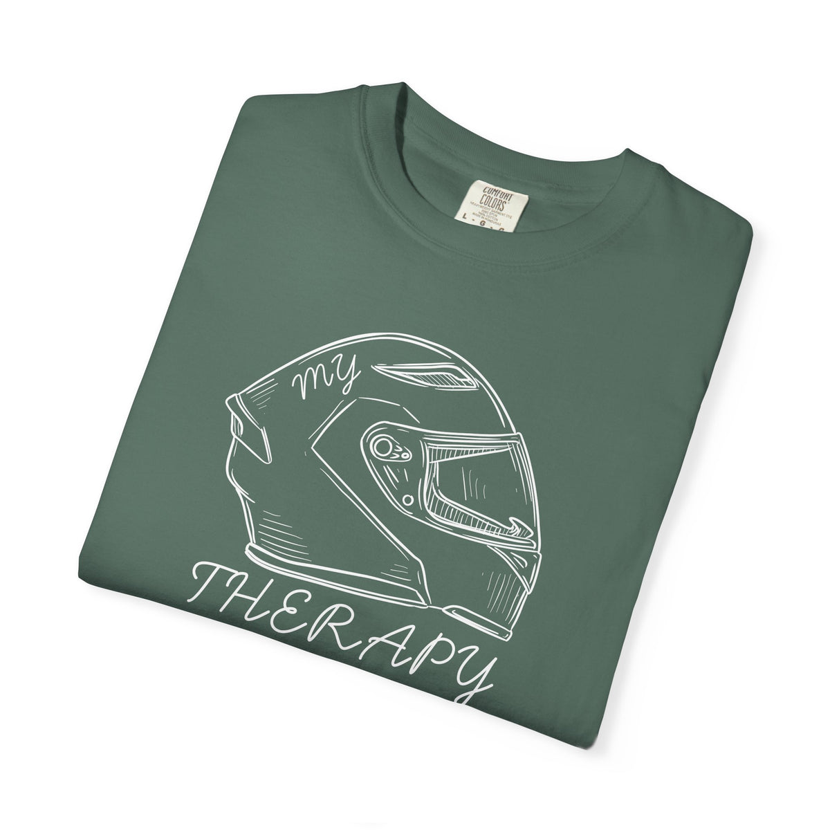 Non UK Sales Motorbike t-shirt  (My therapy)  Helmet W/B
