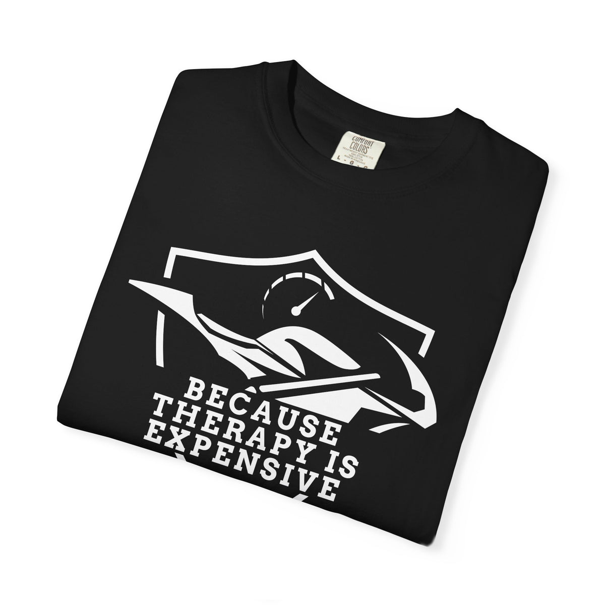Non UK Sales Motorbike t-shirt  (Because Therapy is expensive) W/B