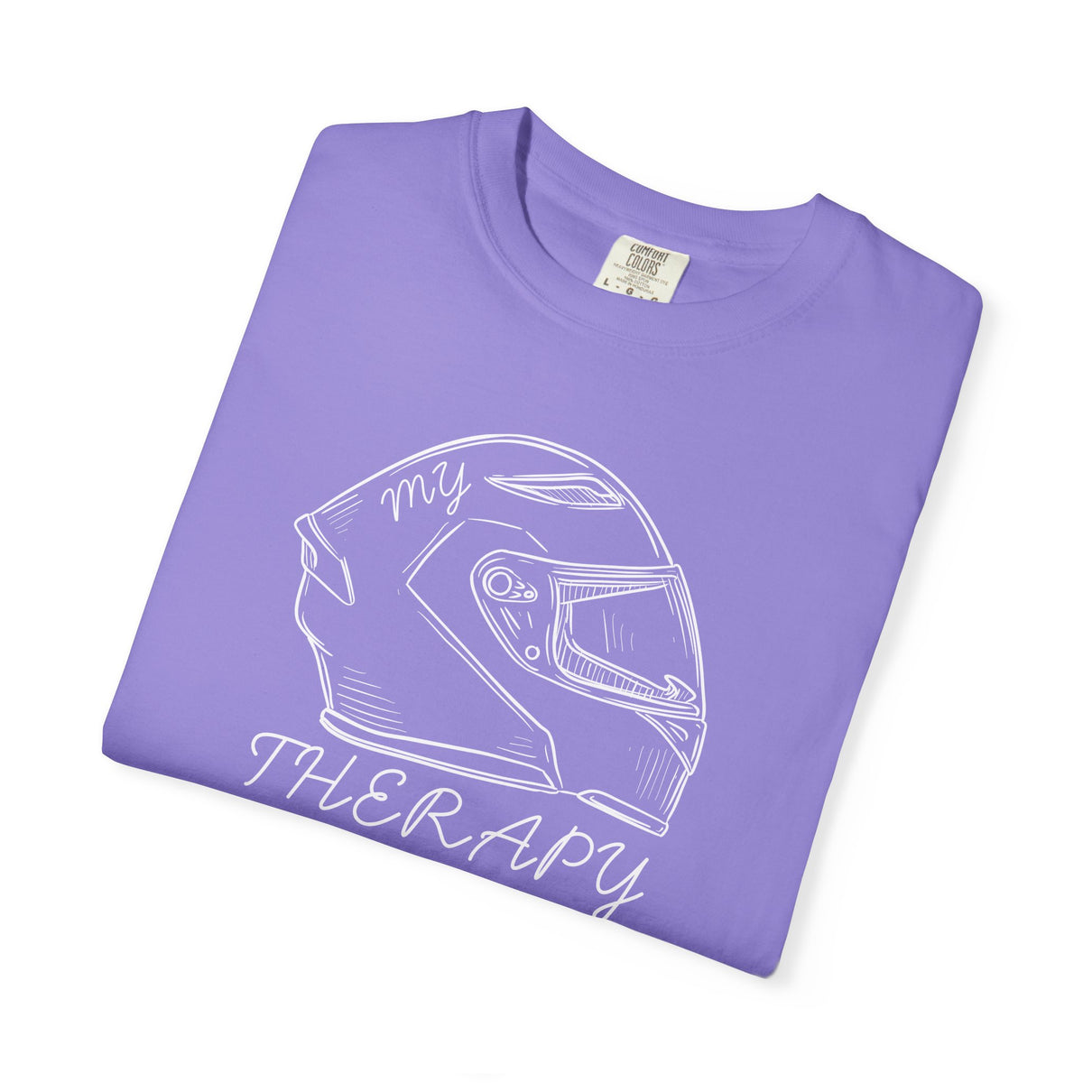 Non UK Sales Motorbike t-shirt  (My therapy)  Helmet W/B