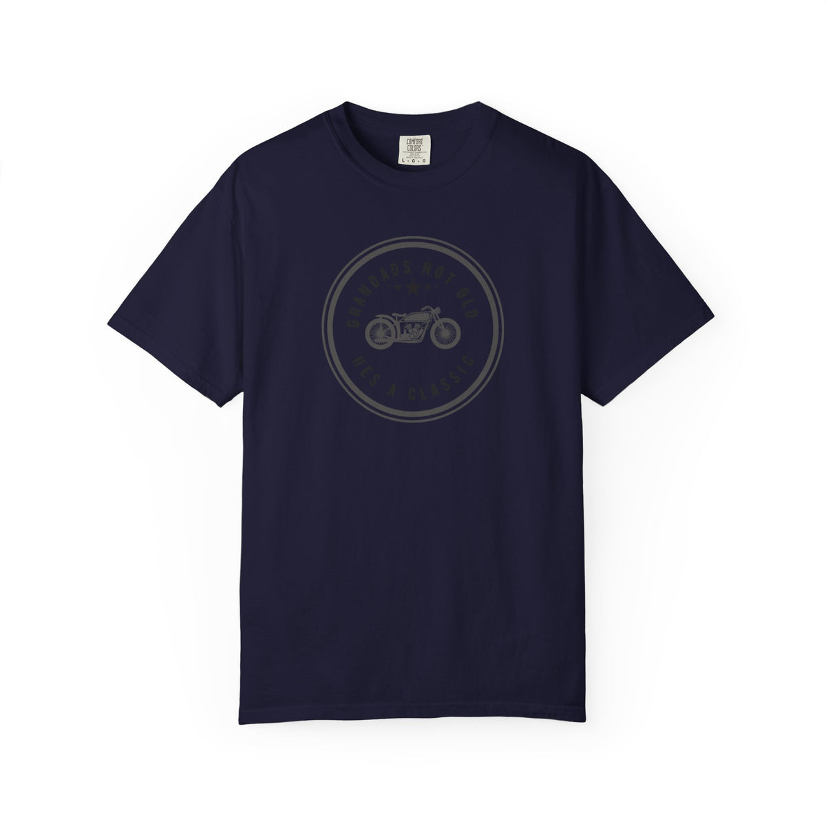Non UK Sales Motorbike t-shirt  (Grandads not old, Hes a classic) B/W