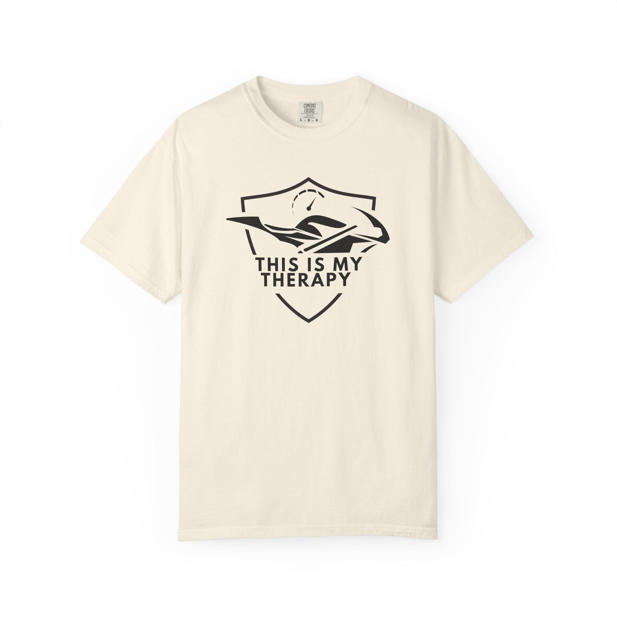 Non UK Sales Motorbike t-shirt  (This is my therapy)  B/W