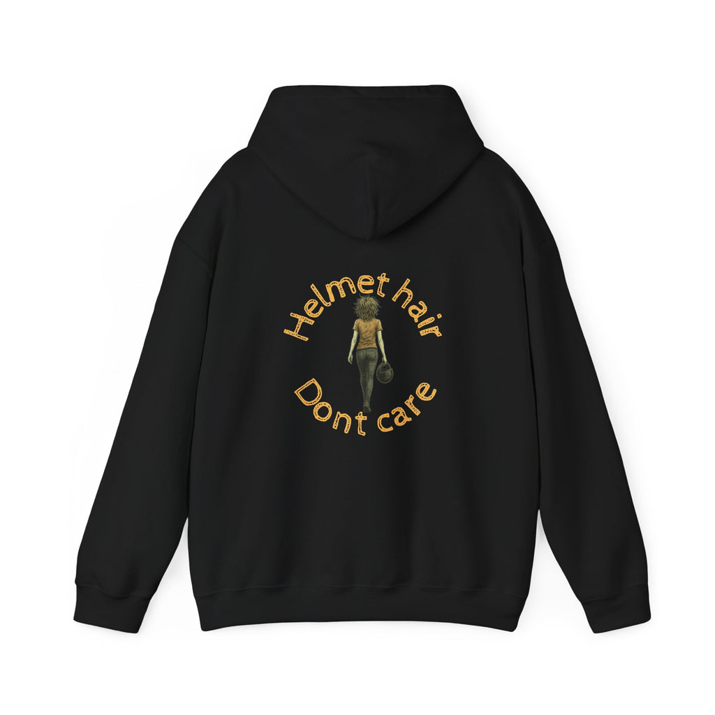 Unisex Heavy Blend™ Hooded Sweatshirt (Helmet Hair, Dont Care) 2 Back