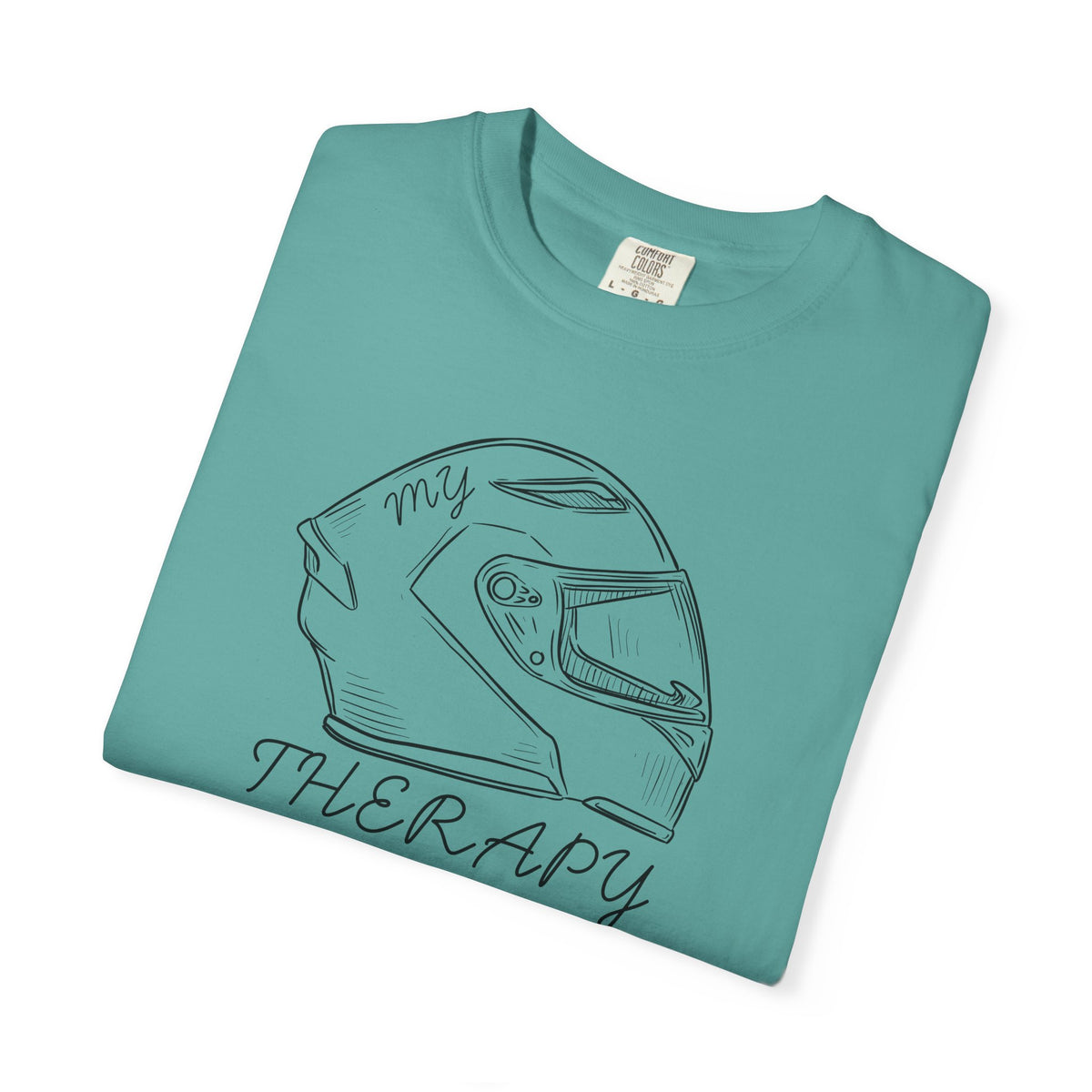 Non UK Sales Motorbike t-shirt  (My therapy)  Helmet B/W