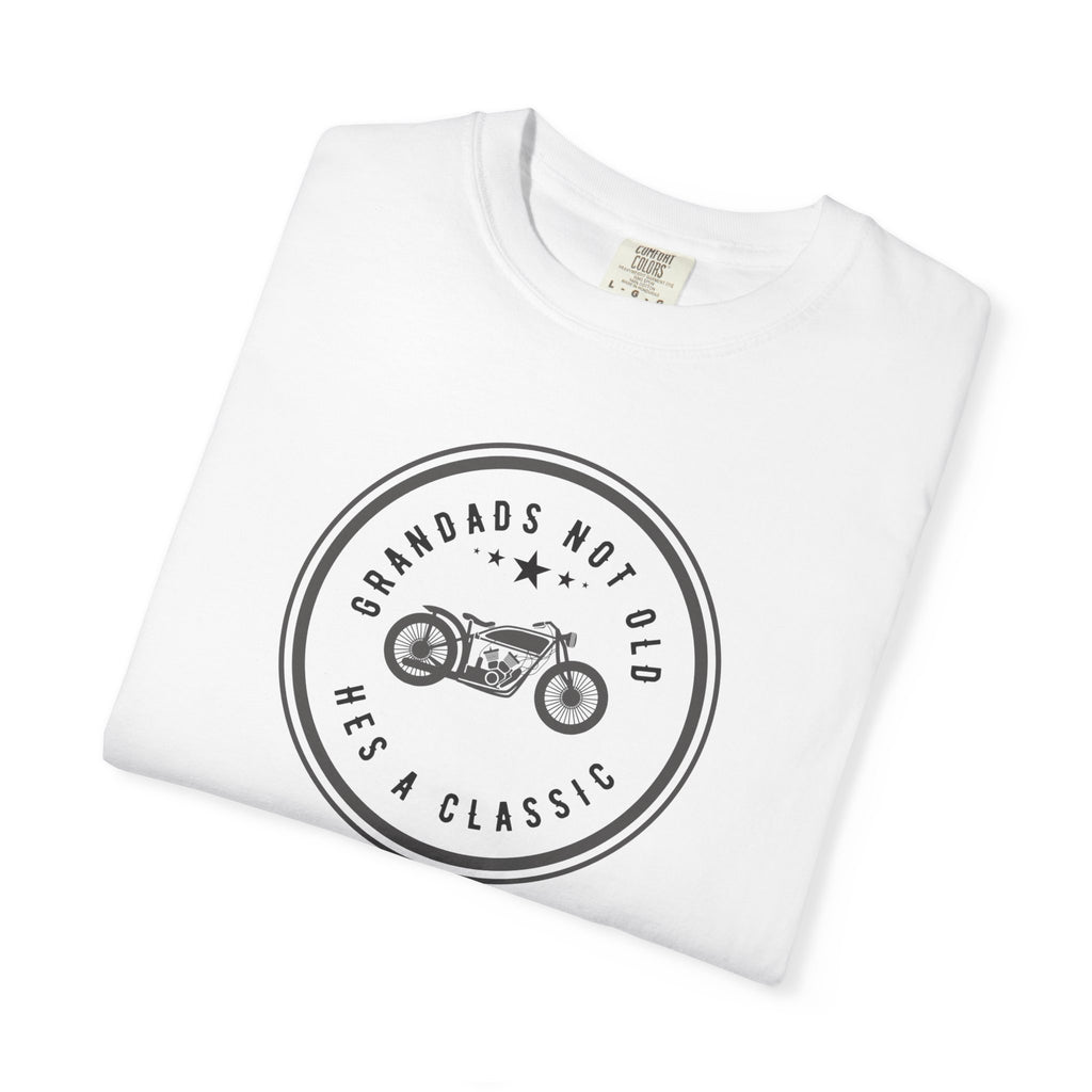 Non UK Sales Motorbike t-shirt  (Grandads not old, Hes a classic) B/W