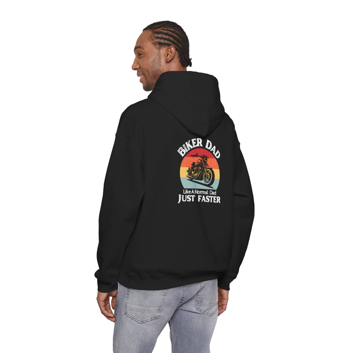 Non UK Sales Hooded Sweatshirt (Biker Dad, Like a normal Dad, Just faster) B
