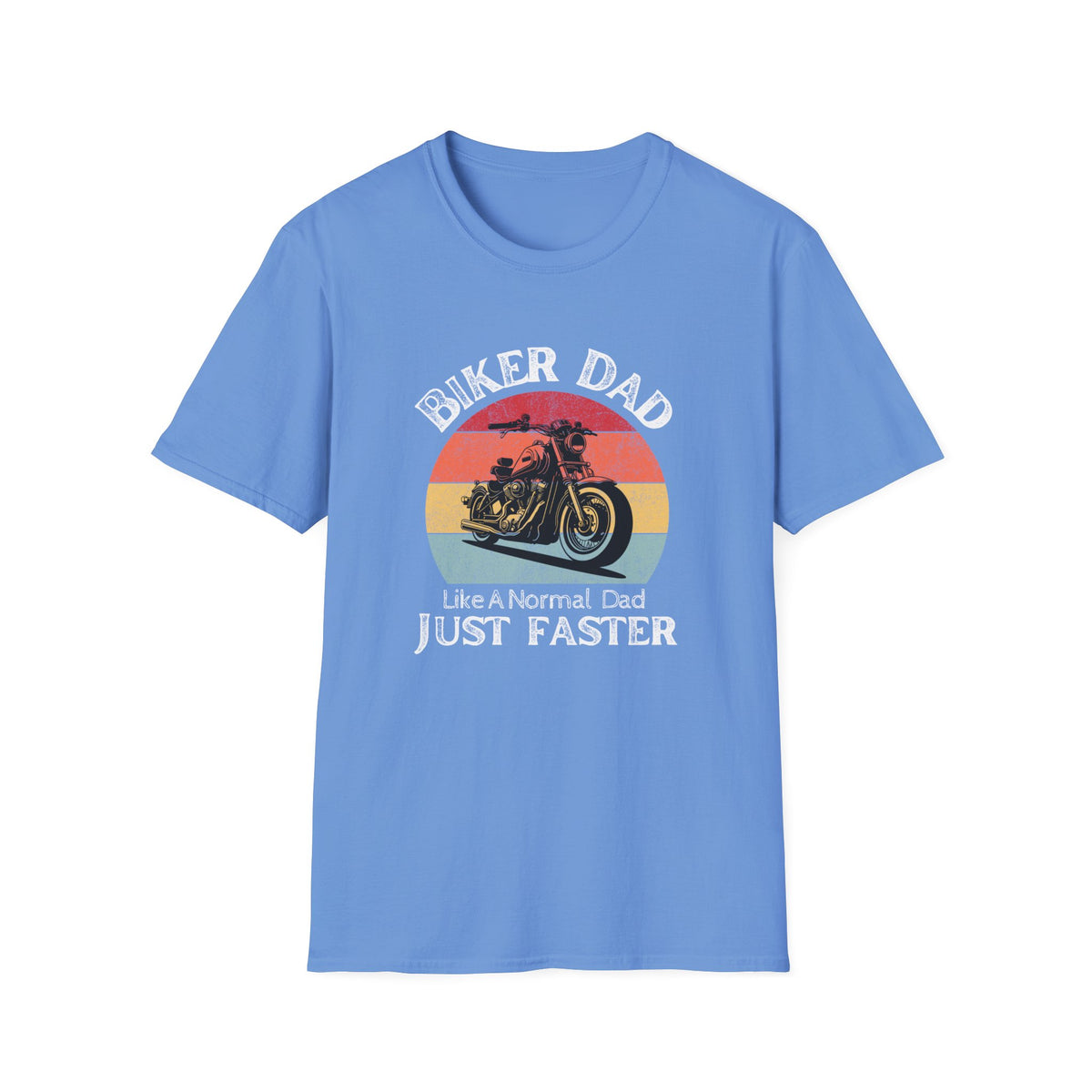 Motorbike T-shirt with 'Biker dad, Like a normal dad, Just faster' (2)