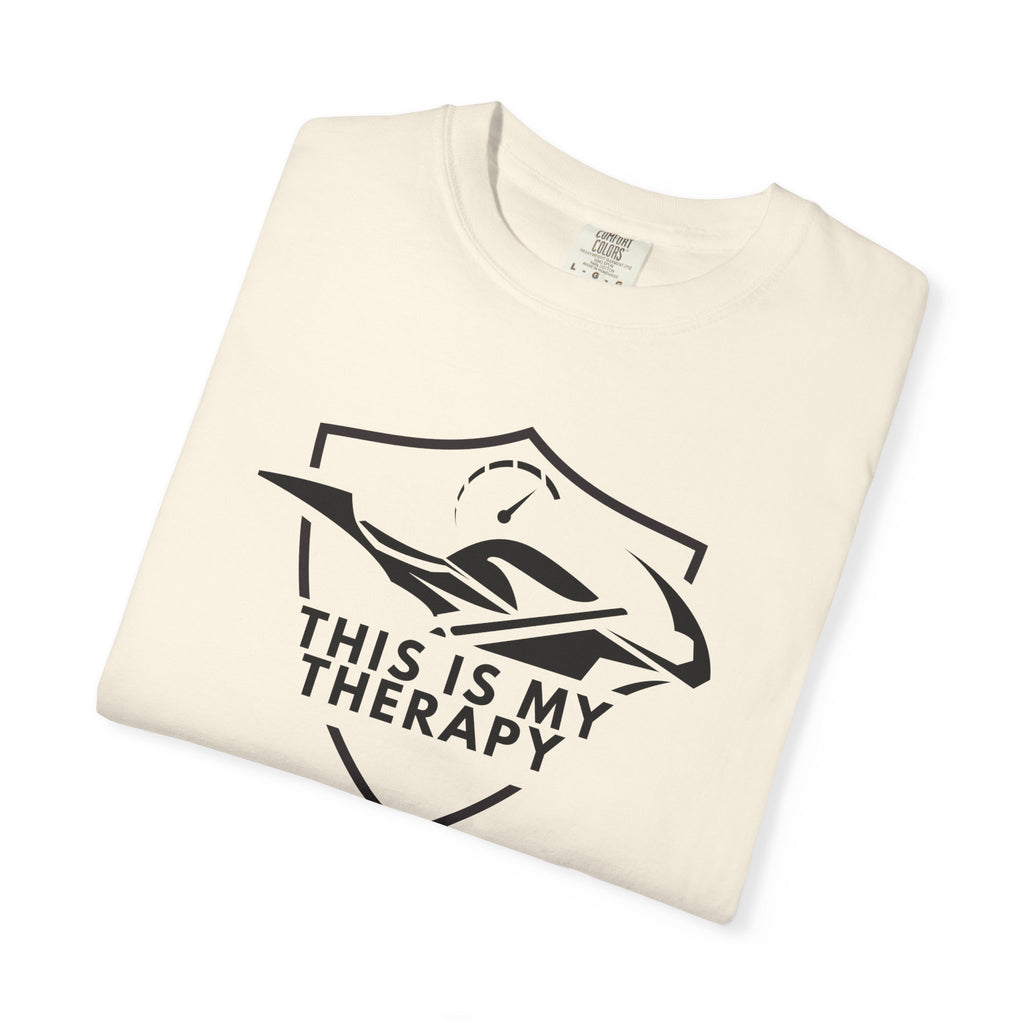 Non UK Sales Motorbike t-shirt  (This is my therapy)  B/W