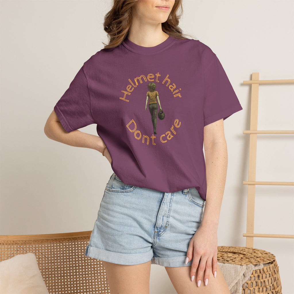 Non UK Sales Motorbike t-shirt  (Helmet hair, Dont care) Y/B