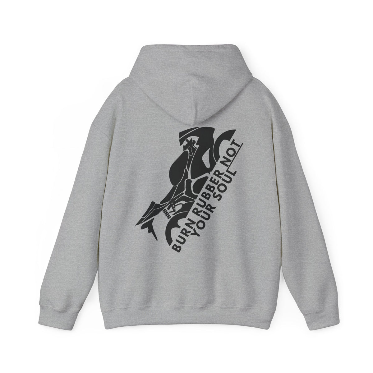 Unisex Heavy Blend™ Hooded Sweatshirt (Burn Rubber, Not Your Soul) 3 Back