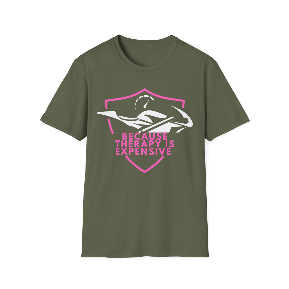 Motorbike T-shirt with 'Because Therapy is Expensive' (2)