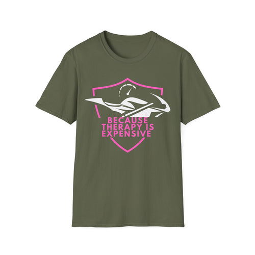Motorbike T-shirt with 'Because Therapy is Expensive' (2)
