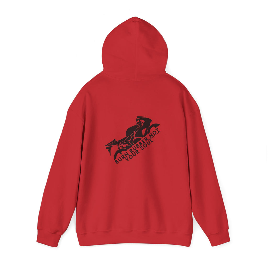 Non UK Sales Hooded Sweatshirt (Burn rubber, Not your soul) B/W