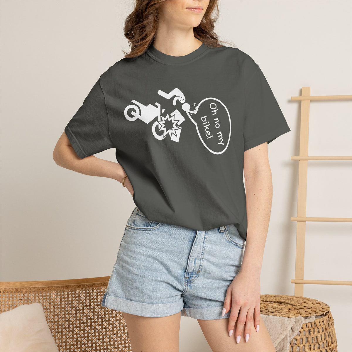 Non UK Sales Motorbike t-shirt (Oh no my bike) Boxes W/B