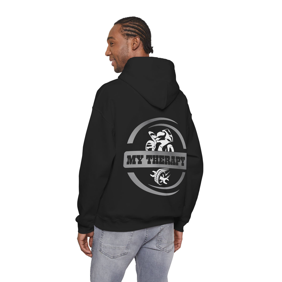 Unisex Heavy Blend™ Hooded Sweatshirt (My Therapy-Silver) Back