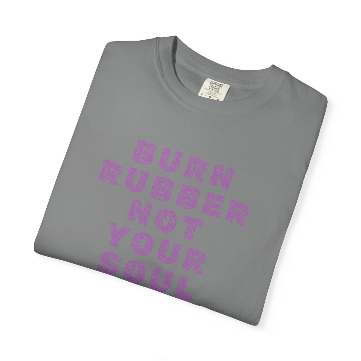 Non UK Sales Motorbike t-shirt  (Burn rubber, Not your soul) Words P/W