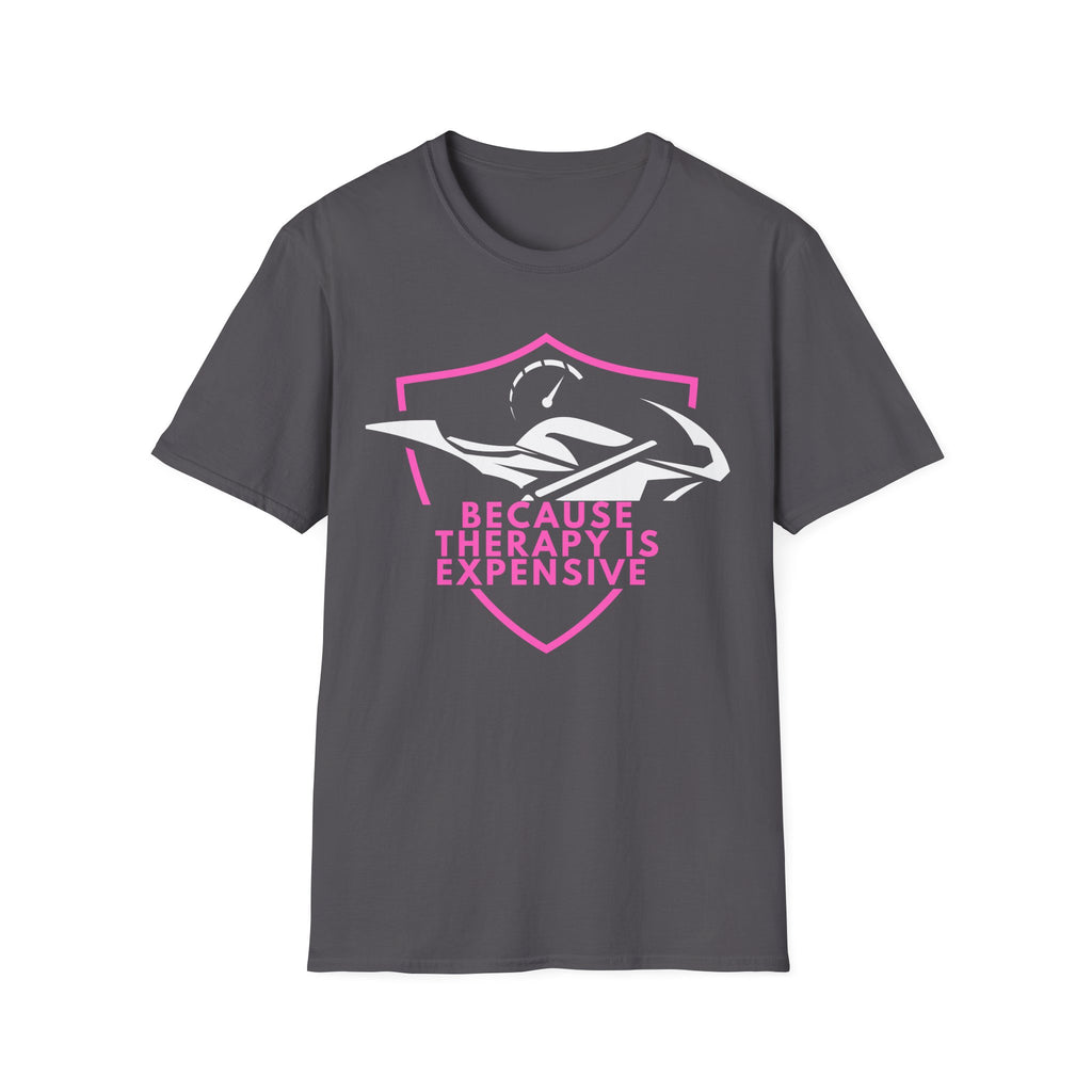 Motorbike T-shirt with 'Because Therapy is Expensive' (2)