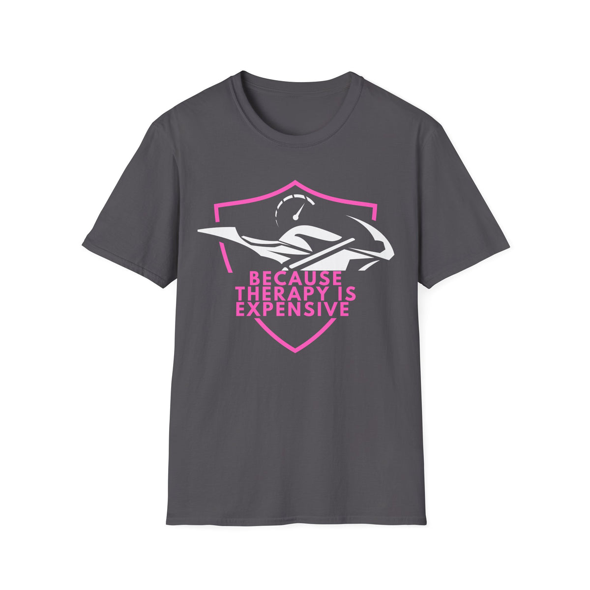 Motorbike T-shirt with 'Because Therapy is Expensive' (2)