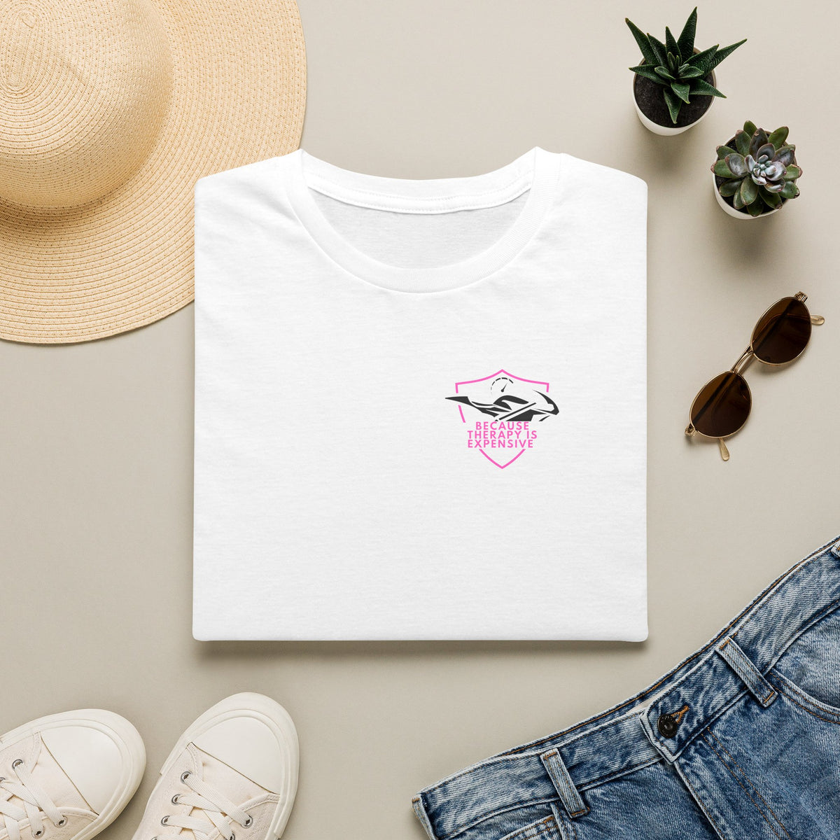 Motorbike T-shirt with 'Because Therapy is Expensive' (3) Small Logo