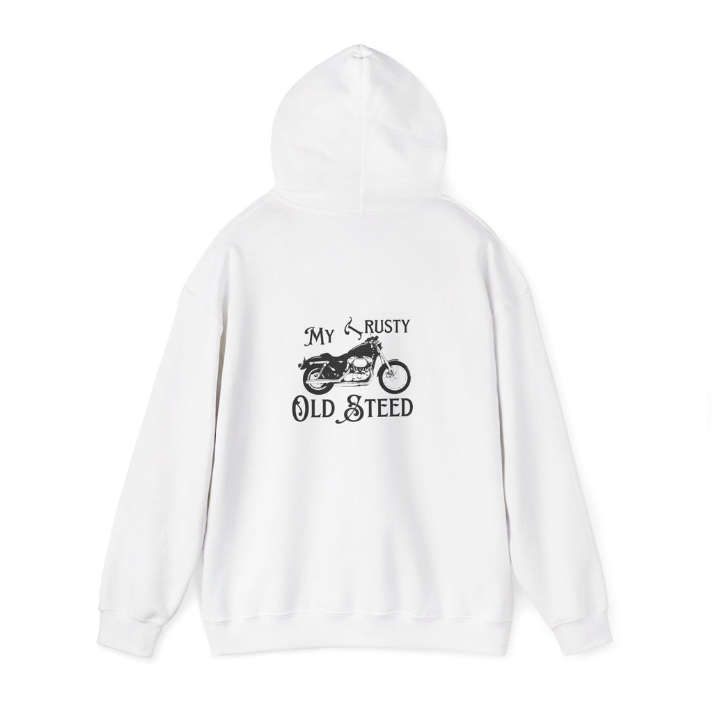 Non UK Sales Hooded Sweatshirt (My Trusty (Rusty) Old steed) B/W