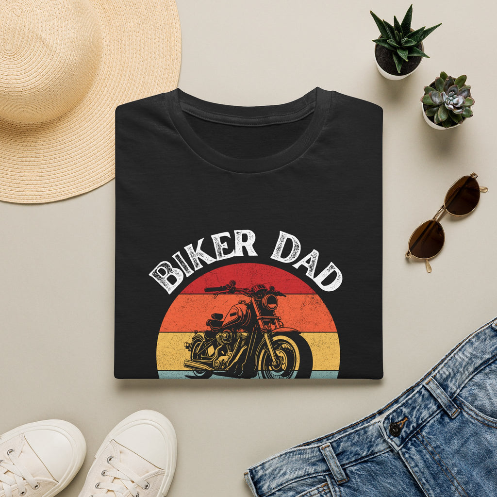 Motorbike T-shirt with 'Biker dad, Like a normal dad, Just faster' (2)