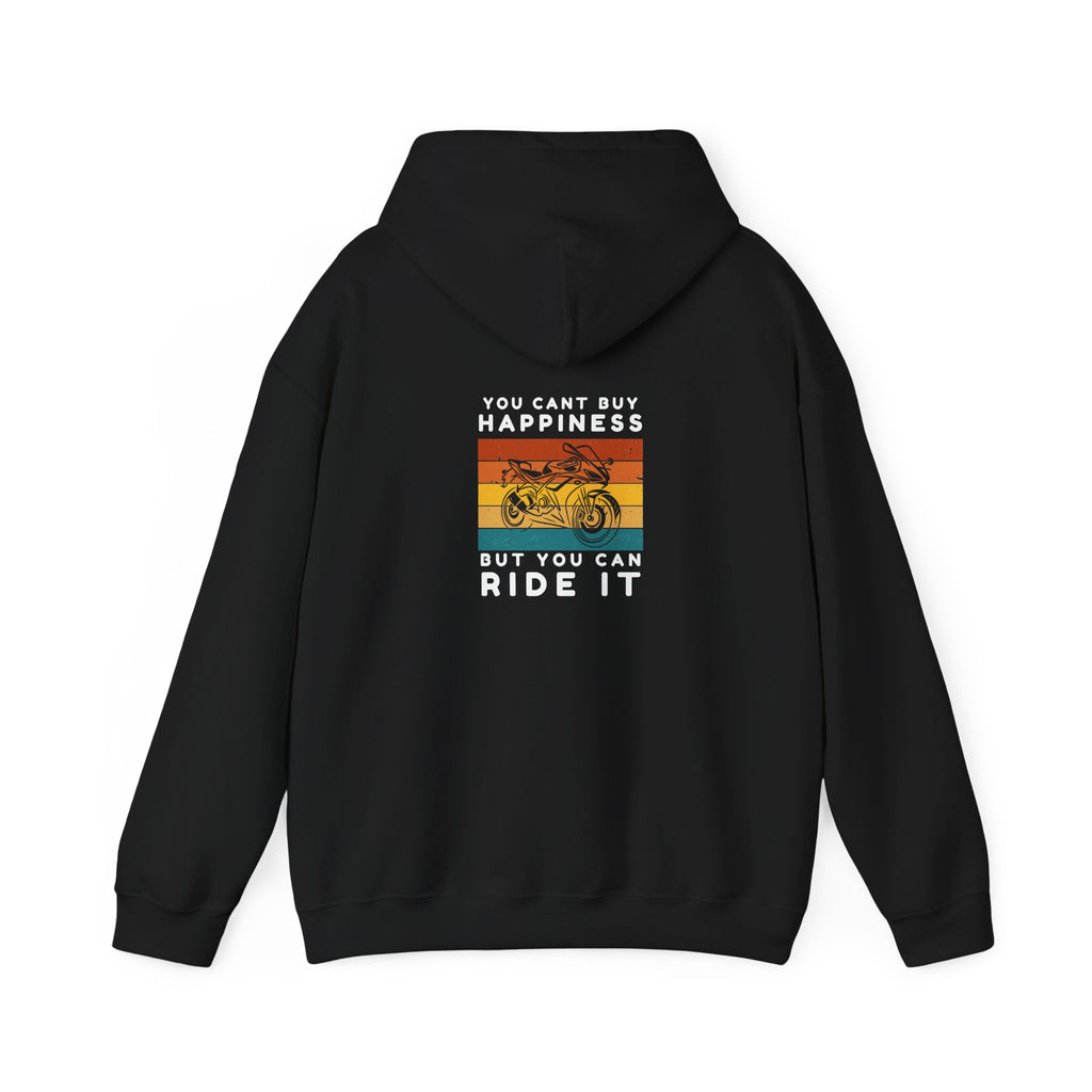 Non UK Sales Hooded Sweatshirt (You cant buy happiness, But you can ride it) W/B