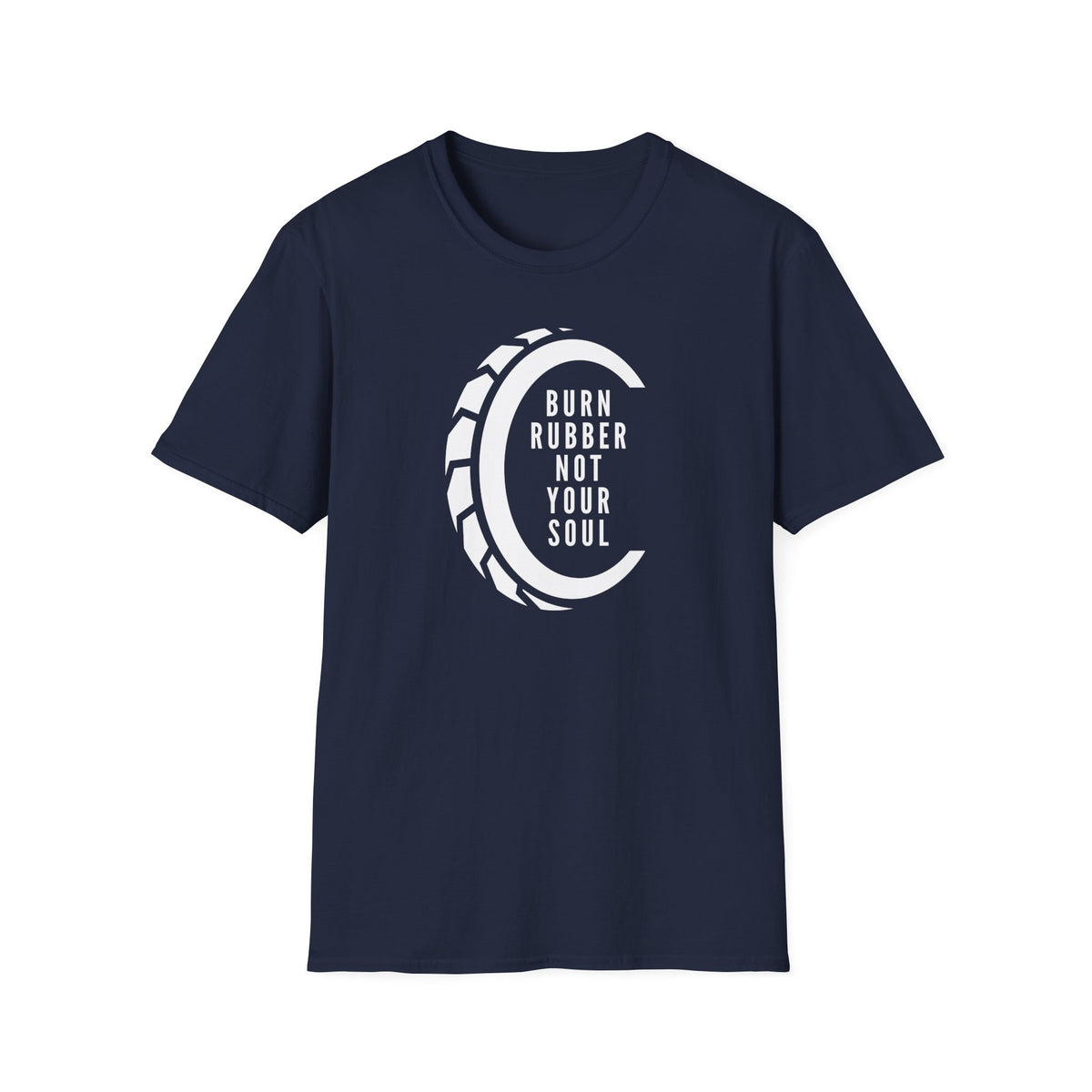 Motorbike T-shirt with 'Burn Rubber, Not your Soul' (4)