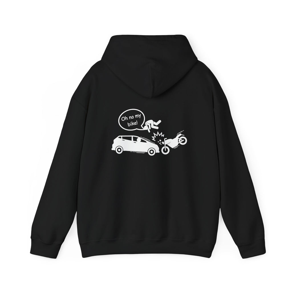 Non UK Sales Hooded Sweatshirt (Oh no my bike (Car) B/W