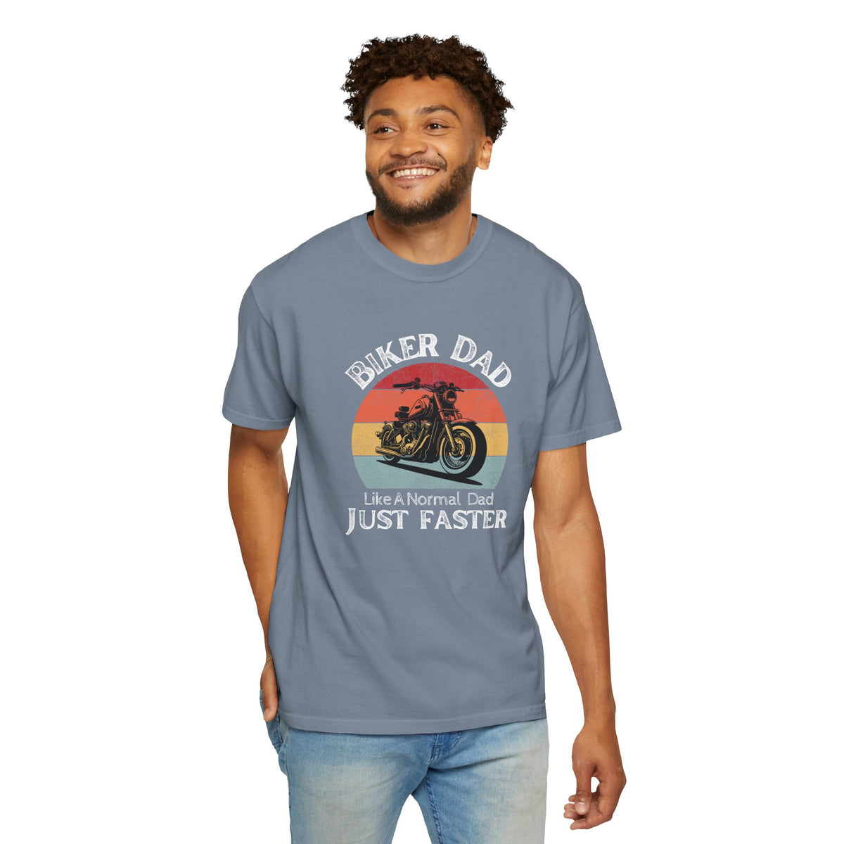 Non UK Sales Motorbike t-shirt  (Biker Dad, Like a normal Dad, Just faster) W/B