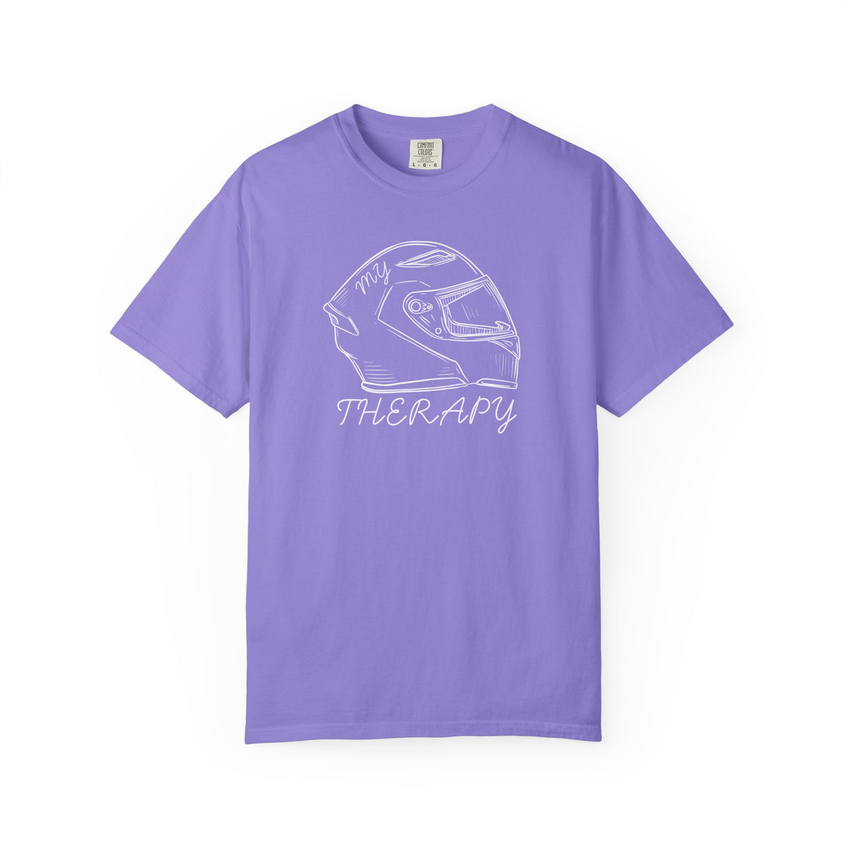 Non UK Sales Motorbike t-shirt  (My therapy)  Helmet W/B