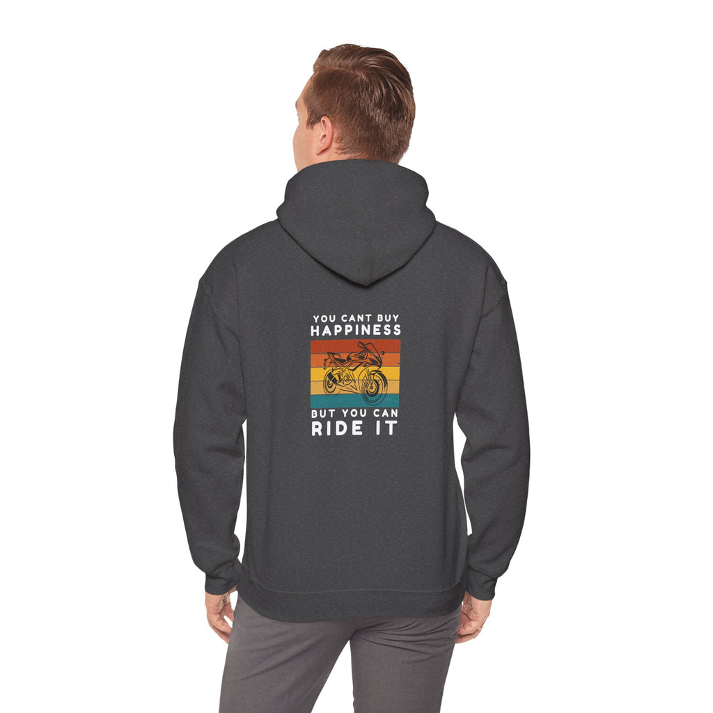 Non UK Sales Hooded Sweatshirt (You cant buy happiness, But you can ride it) W/B