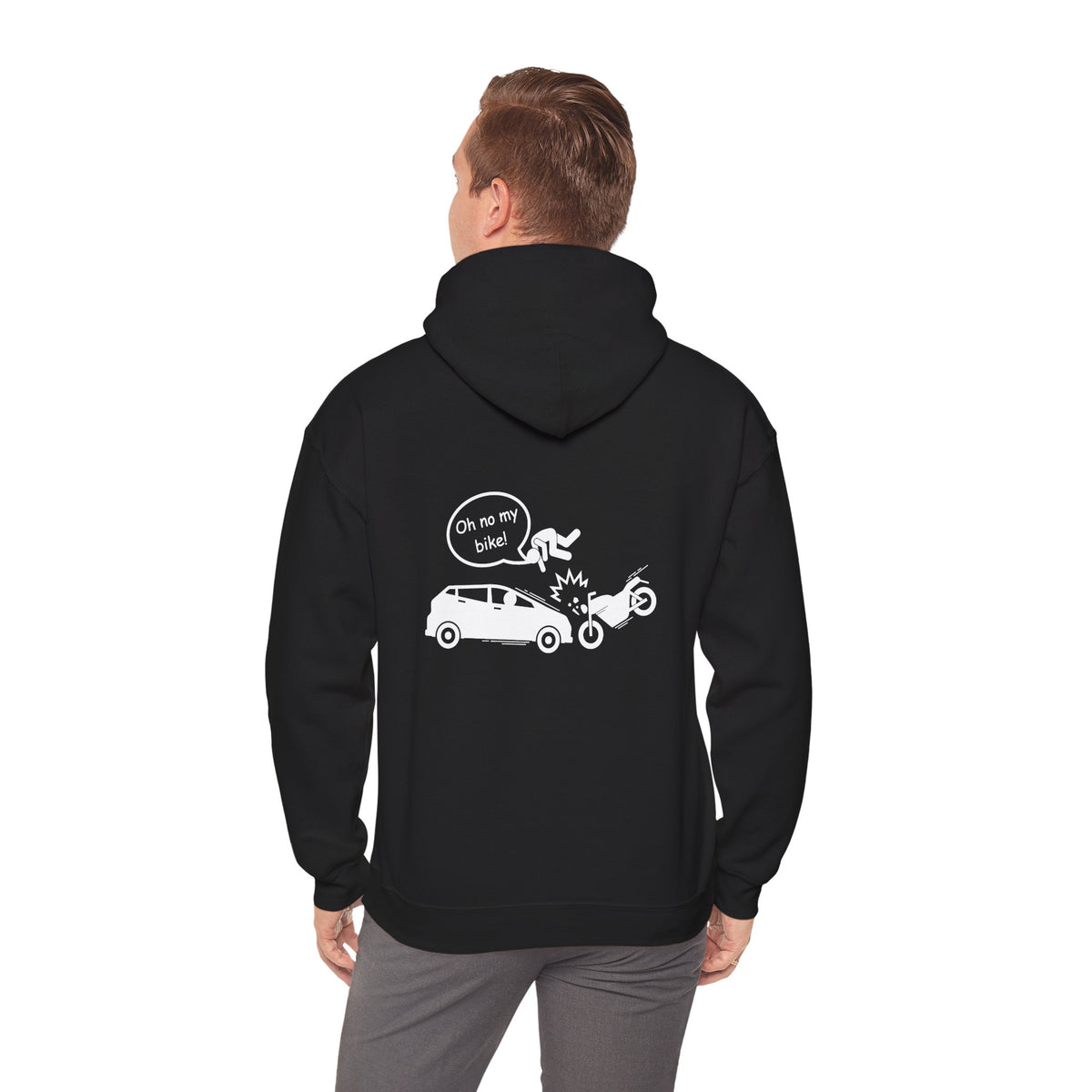 Non UK Sales Hooded Sweatshirt (Oh no my bike (Car) B/W