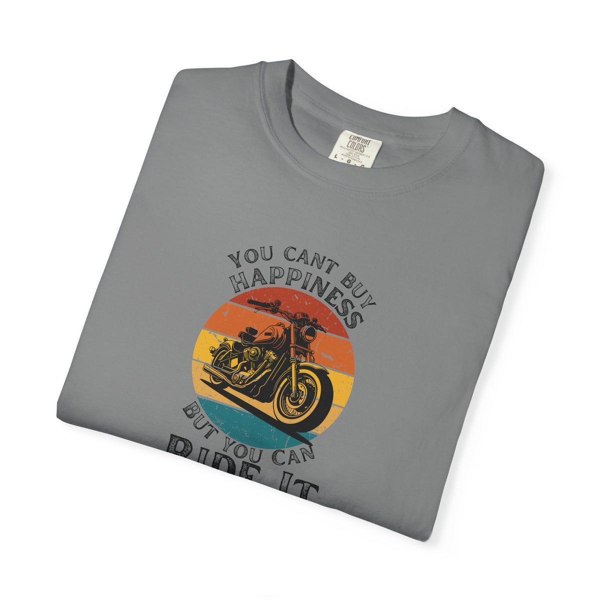 Non UK Sales Motorbike t-shirt  (You Cant Buy Happiness, But you can ride it )  B/W