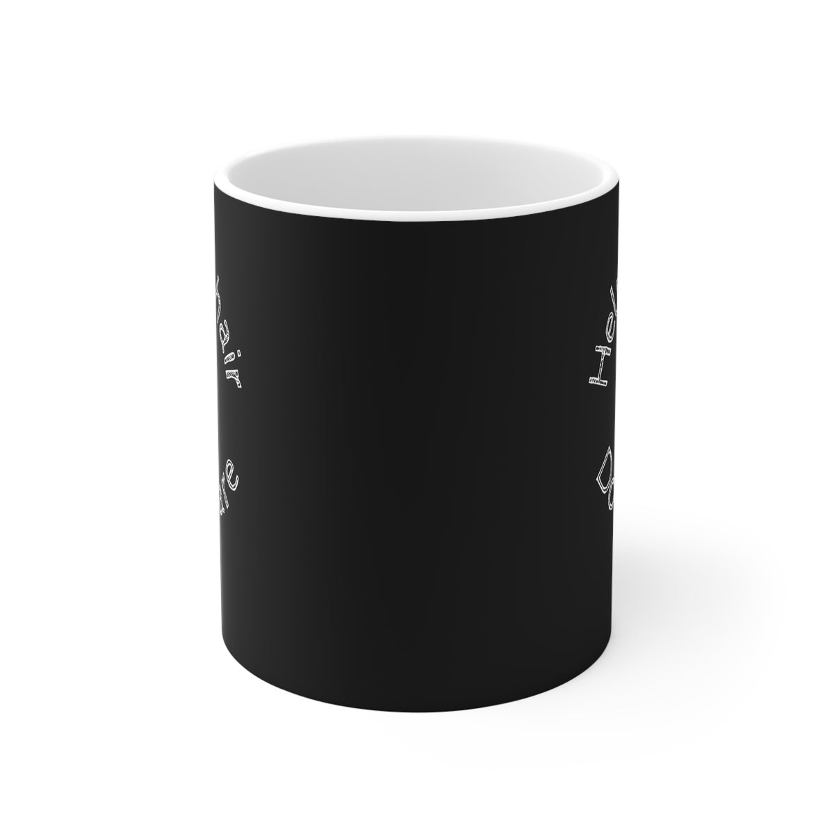 11oz White Mug With (Helmet hair, Dont care)