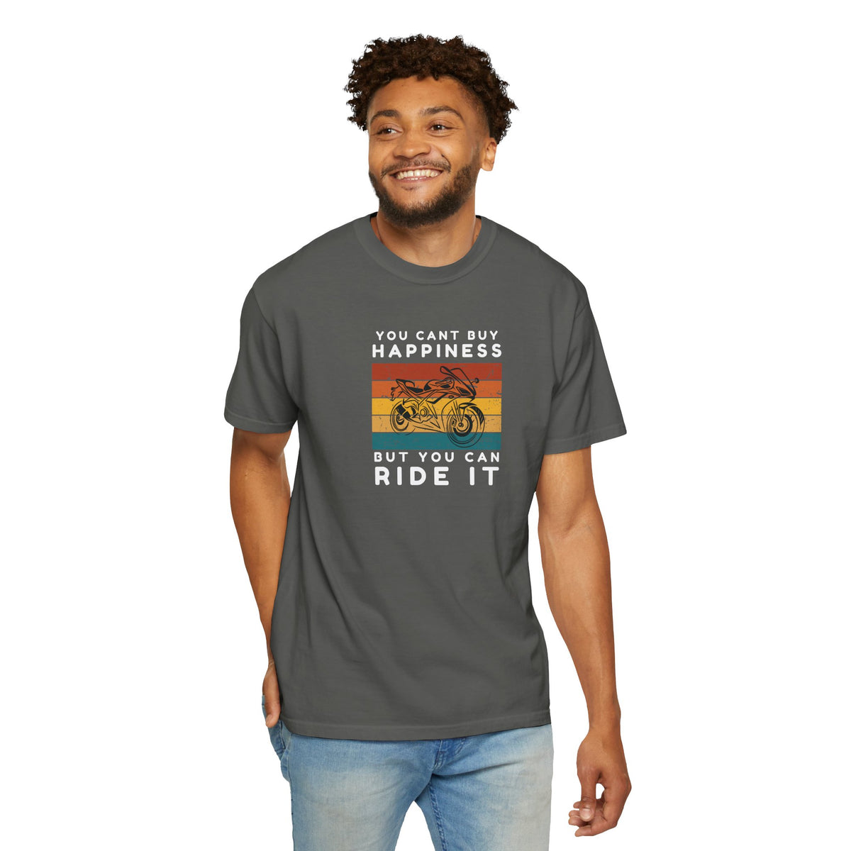 Non UK Sales Motorbike t-shirt  (You Cant buy happiness, But you can ride it)  W/Bs