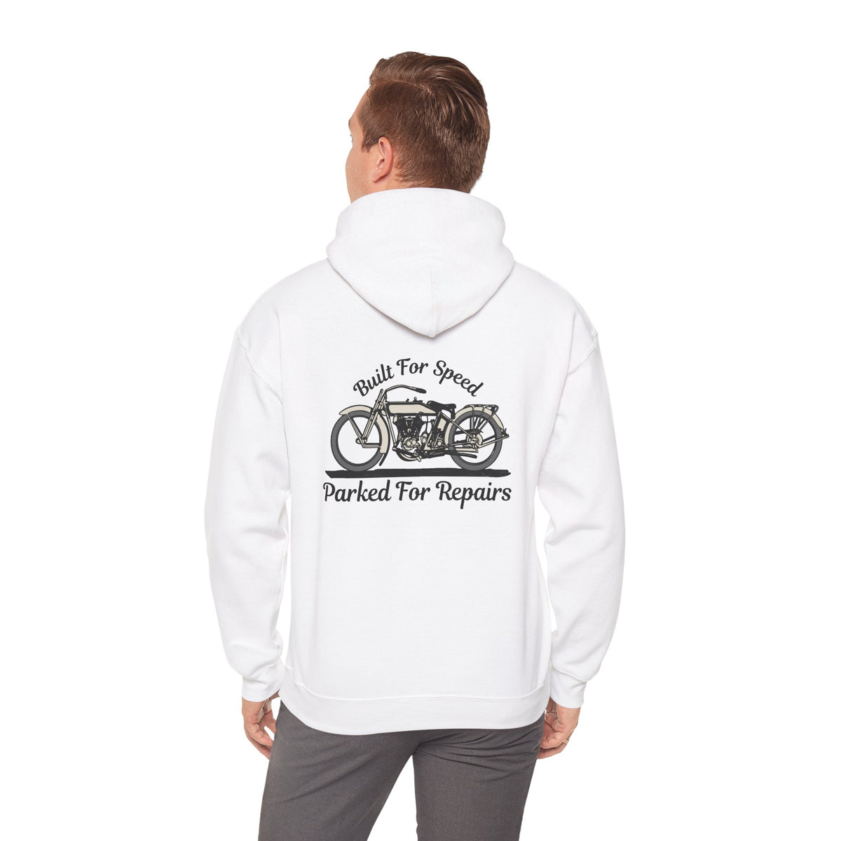 Unisex Heavy Blend™ Hooded Sweatshirt (Built For Speed, Parked For Repairs) Back