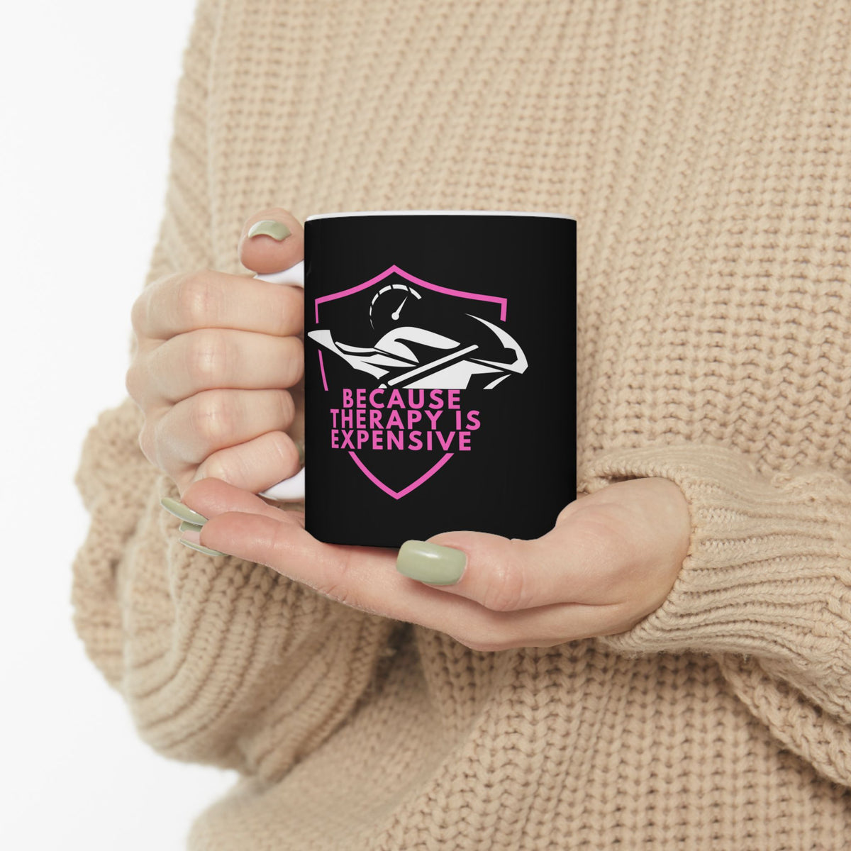 Non UK Sales 11oz And 15oz White Mug With (Because Therapy is expensive) P/B