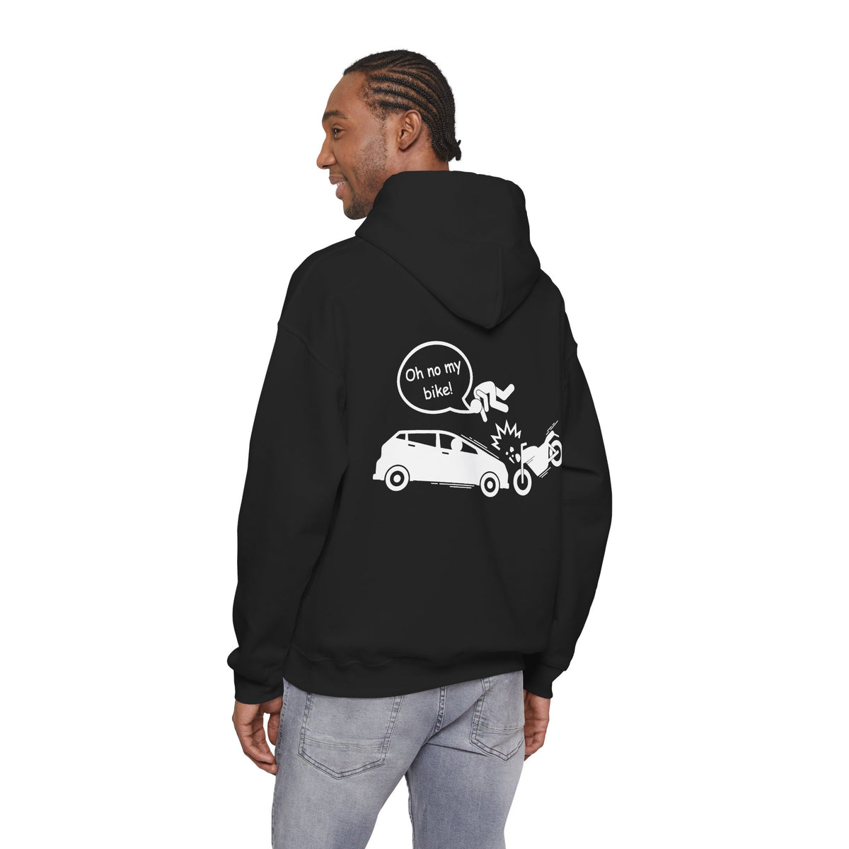 Unisex Heavy Blend™ Hooded Sweatshirt (Oh No My Bike) 3 Back