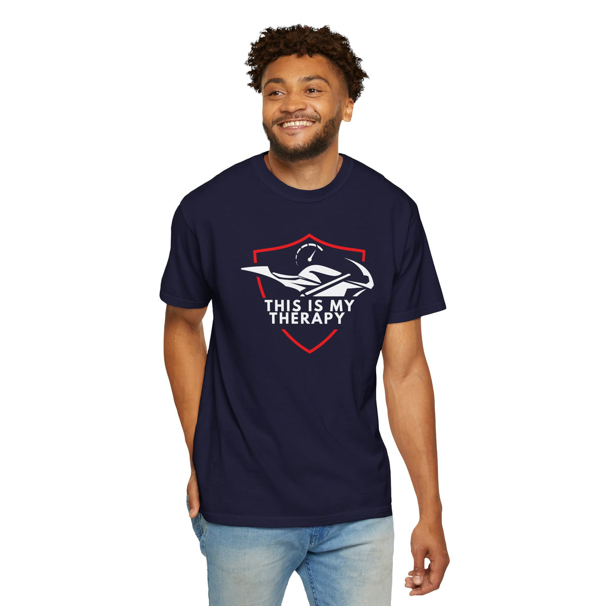 Non UK Sales Motorbike t-shirt  (This is my therapy)  WR/B