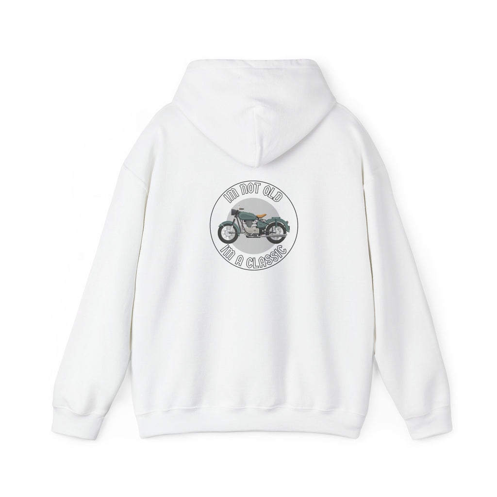 Non UK Sales Hooded Sweatshirt (I'm not old, I'm a classic) B/W