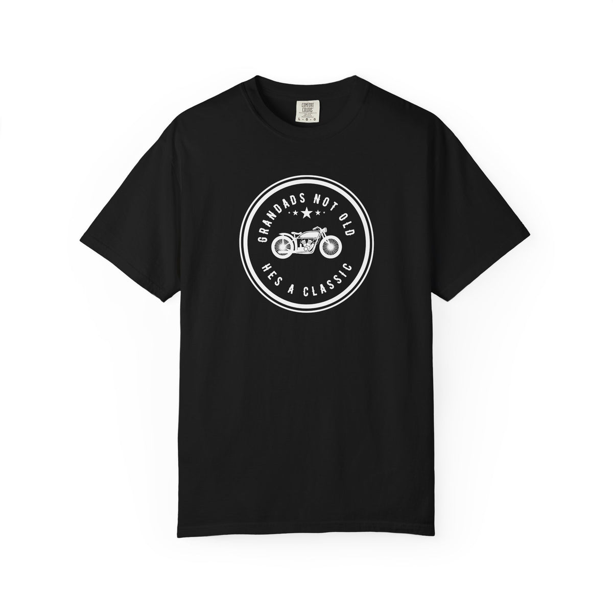 Non UK Sales Motorbike t-shirt  (Grandads not old, Hes a classic) W/B