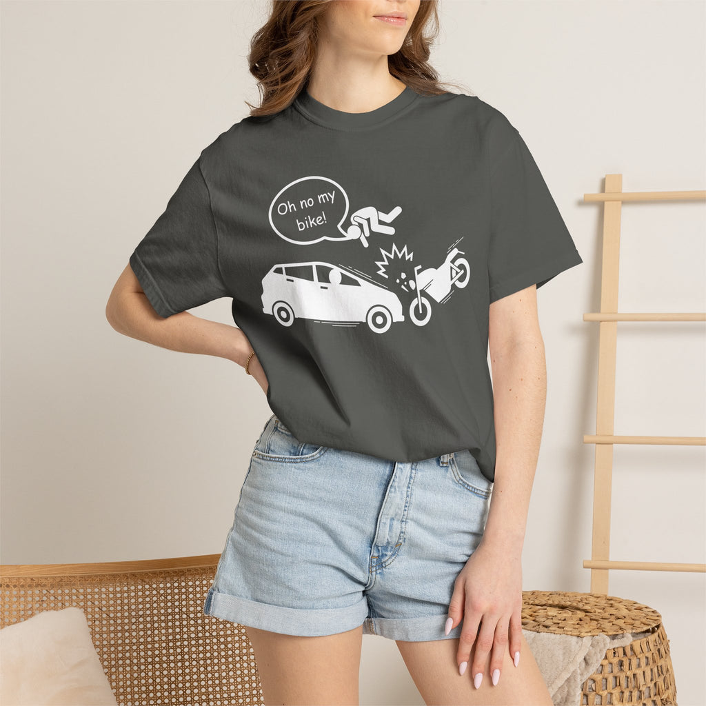 Non UK Sales Motorbike t-shirt (Oh no my bike) Car W/B
