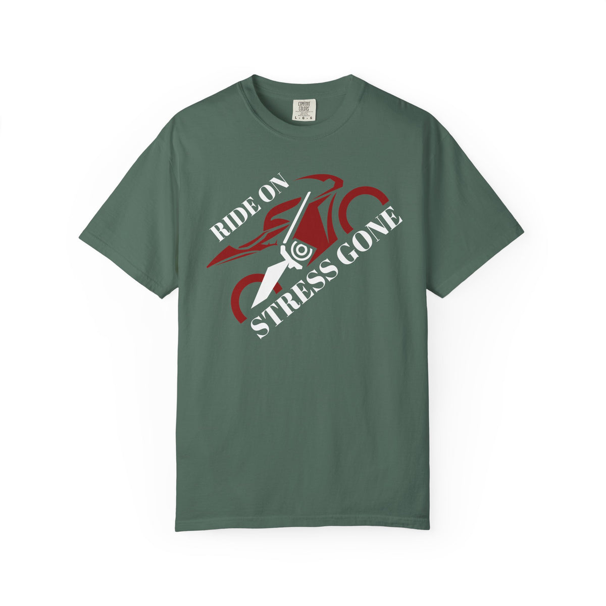 Non UK Sales Motorbike t-shirt  (Ride on, Stress gone)  R/BA