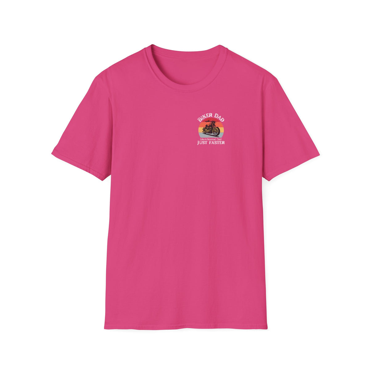 Motorbike T-shirt with 'Biker dad, Like a normal dad, Just faster' (2) Small Logo