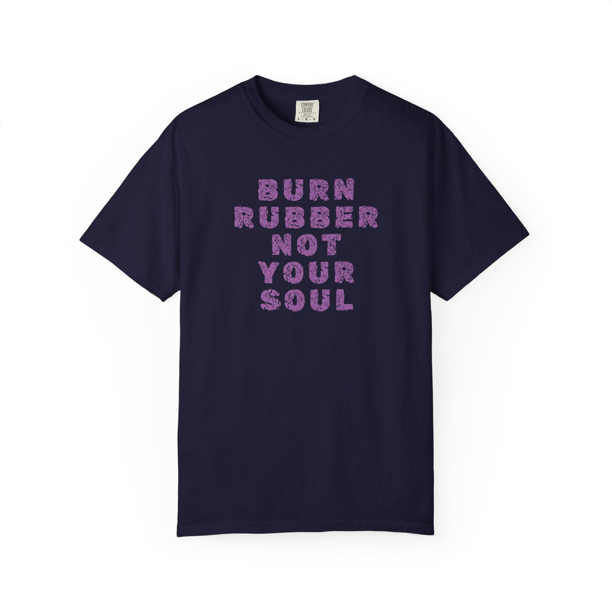 Non UK Sales Motorbike t-shirt  (Burn rubber, Not your soul) Words P/W