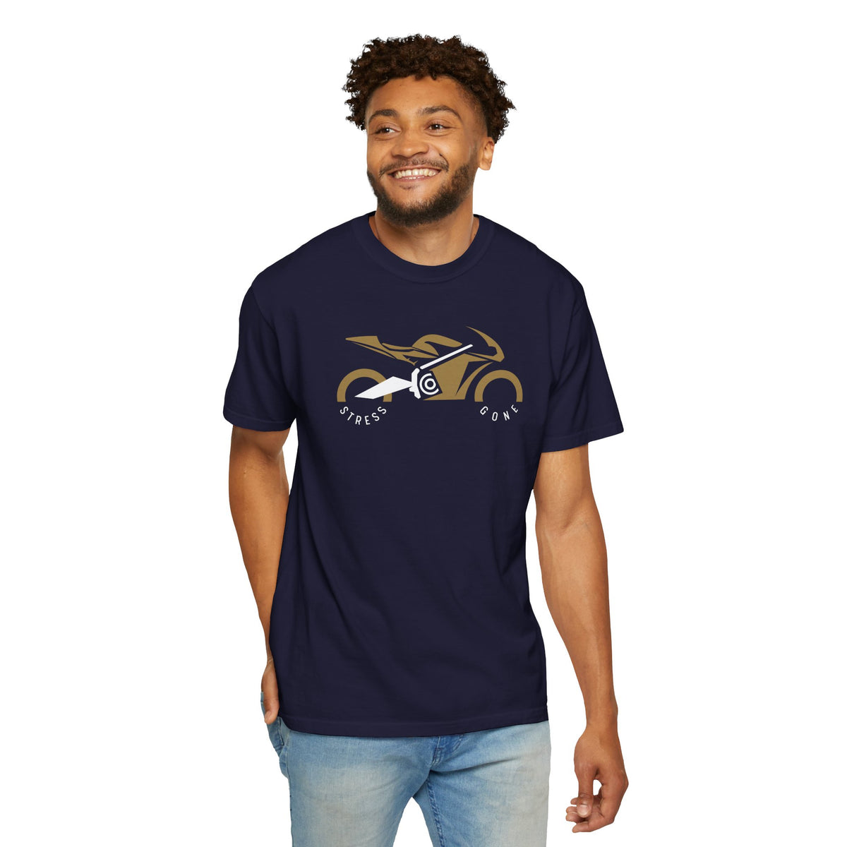 Non UK Sales Motorbike t-shirt  (Stress gone)  G/B